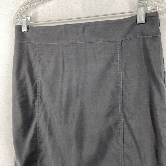 EILEEN FISHER Skirt S Stretch Linen Viscose Pencil Straight Side Zip Gray - Picture 2 of 11